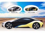 JAMARA-403003-BMW I8 1:24 weiß/gelb 2,4GHz UV Photochromic Serie