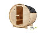 Artsauna Fasssauna Spitzbergen 120 - 2 Personen, 3,6 kW Ofen, Zubehör - Fichtenholz Sauna