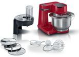 BOSCH Küchenmaschine MUMS2ER01, MUM Serie 2, 700 W, 3,8 l Schüssel, 3,8 l-Schüssel, Durchlaufschnitzler inkl. 3 Scheiben, Patisserie-Set, rot