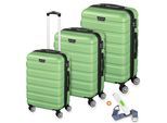 Veska Hartschalenkoffer Kofferset "Nizza" 3 teilig mit TSA Zahlenschloss 4 Rollen ABS-Hartschale, Reisekoffer Trolley Rollkoffer Koffer - oliv-grün