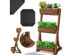 KESSER® Hochbeet mit Etagen Premium Blumenkasten Blumentreppe Pflanztreppe - Gemüsebeet Kräuterbeet Pflanzkübel Frühbeet Blumenbeet Pflanzkasten inkl. Gartenvlies- Beet für Terrasse Balkon & Garten