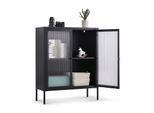 Coemo Highboard Tokio schwarz 90x35x110cm Metall Glastüren