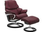 Stressless® Relaxsessel »Reno«, (Set, Relaxsessel mit Hocker), mit Hocker, mit Signature Base, Größe S, M & L, Gestell Schwarz