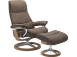 Stressless® Relaxsessel »View«, (Set, Relaxsessel mit Hocker), mit Signature Base, Größe L, Gestell Eiche