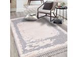 Carpet City Teppich »Valencia 908«, rechteckig, Vintage-Optik, 3D-Effekt, mit Fransen, Sisal