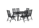 Juskys Aluminium Gartengarnitur Milano Gartenmöbel Set mit Tisch und 6 Stühlen Dunkel-Grau
