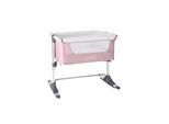 Kikkaboo Beistellbett Bonne Nuit, verstellbar, eine Seite zum Öffnen, 2 Räder rosa
