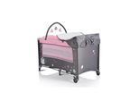 Moni Reisebett Sleepy Rollen, Wickelauflage, Matratze, Spielbogen, Seiteneingang grau pink