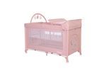 Lorelli Reisebett Noemi 2 Ebenen, Wickelauflage, Spielbogen, Tragetasche, Räder pink