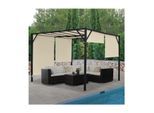 Pergola Beja, Garten Pavillon Terrassenüberdachung, stabiles 6cm-Stahl-Gestell + Schiebedach ~ 4x3m