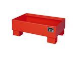 eurokraft pro Stahl-Auffangwanne, LxBxH 800 x 500 x 290 mm, lackiert rot RAL 3000, ohne Gitterrost