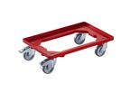 eurokraft basic Profi-Fahrgestell, 600 x 400 mm, 4 Lenkrollen, davon 2 mit Feststeller, rot, ab 20 Stk