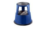 eurokraft pro Rollhocker aus stabilem Stahlblech, Höhe belastet 420 mm, drei Gleitrollen, blau