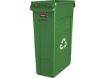 Rubbermaid Abfalleimer SLIM JIM®, Volumen 87 l, mit Lüftungskanälen, grün mit Recyclingsymbol, ab 10 Stk