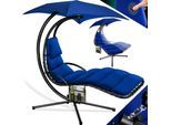 KESSER® Schwebeliege mit Sonnenschirm, Hängeliege , Sonnenliege H200, L194, B100 cm, Relaxliege, Schaukelliege Hängematte , bis 120 kg belastbar , Schaukelliege, Auflagen - Nackenkissen