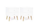 Idmarket - Lot de 2 tables de chevet emmie 2 tiroirs scandinaves blanc - Blanc