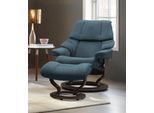 Relaxsessel STRESSLESS "Reno" Sessel Gr. ROHLEDER Stoff Q2 FARON, Classic Base Wenge, Relaxfunktion-Drehfunktion-Plus™System-Gleitsystem, B/H/T: 75 cm x 96 cm x 75 cm, blau (petrol q2 faron) Lesesessel und Relaxsessel mit Hocker, Classic Base, Größe S, M & L, Gestell Wenge