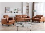 Happy Home 3-2-1 Sofaset 3tlg. hellbraun Lederoptik