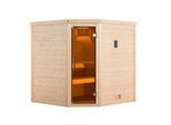 weka Premium Massivholz-Sauna TURKU Eck Gr. 2 Sparset 7,5 kW BioS inkl. digitaler Steuerung, Glastür