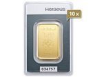 10 x 20 g Goldbarren Heraeus