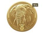 10 x 1 Unze Gold Big Five Elefant 2024