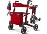 KESSER® Leichtgewicht Rollator faltbar mit Sitz, Griff, Tasche, schmal für Senioren Wohnung, Klappbar, Höhenverstellbar, Reflektoren All Gelände Reifen Indoor-& Outdoor, Gehhilfe, Laufhilfe
