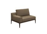 Gloster GRID Dining Sofa Links/Rechts Armlehnen Aluminium/Outdoorstoff inkl. Kissen