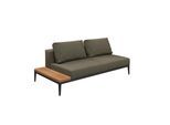 Gloster GRID Links/Rechts Lounge Sofa Aluminium/Outdoorstoff inkl. Kissen und Teakablage