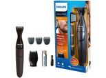 Philips Multifunktionstrimmer Series 1000 MG1100/16, abwaschbar, mit DualCut-Präzisionstrimmer und 3 Präzisionskämme, rot|schwarz