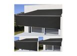 Elektrische Vollkassetten-Markise H124, 4x3m ausfahrbarer Volant ~ Polyester anthrazit, grau
