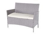Poly-Rattan Gartenbank Hamar, Sitzbank Bank ~ grau, Kissen creme