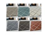 Moderner Hochflor Teppich, Skandinavischer Stil mit Rautenmuster, Shaggy Teppich