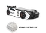 Autobett "Police" Spielbett für Kinder 90x200 inkl. Lattenrost und Fresh Plus Matratze