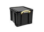 Really Useful Boxes Aufbewahrungsbox, 64L, schwarz, Griffe gelb