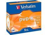 Verbatim® DVD-R, bis 16fach, 4,7 GB/120 min, 5er Jewelcase