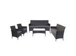 3-2-1-1 Poly-Rattan Garten-Garnitur Hamar, Lounge-Set Sitzgruppe Sofa ~ anthrazit, Kissen anthrazit