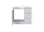 FineBuy Bad Waschbecken Unterschrank 54 x 63 x 30 cm 1 Tür 3 Schubladen weiß