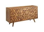 Mid.you Sideboard , Sheeshamfarben , Holz , Sheesham,Sheesham , massiv , 1 Fächer , 3 Schubladen , 138x76x45 cm , stehend, handgemacht , Holzmöbel, Kommoden Holz, Sideboards Holz