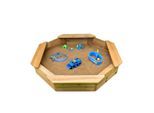 Coemo 6-eckiger Sandkasten Sally Holz inkl. Bodenplane 135x135x20 cm