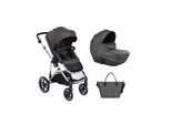 Kikkaboo Kinderwagen Thea 2 in 1 Babywanne, Wickeltasche, Fußabdeckung, Korb dunkelgrau