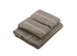 The Organic Company - Big Waffle Handtuch Set, 50 x 75 cm & 100 x 150 cm, stone (3er-Set)