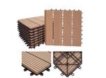WPC Bodenfliese Sarthe + Abschluss, Holzoptik Balkon/Terrasse, 11x je 30x30cm = 1qm Premium ~ teak linear senkrecht