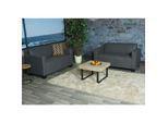 Sofa-Garnitur Couch-Garnitur 2x 2er Sofa Lyon Kunstleder ~ dunkelgrau