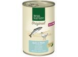 REAL NATURE Original Nassfutter Katze, Adult, Lachs und Huhn mit Distelöl 12x400 g