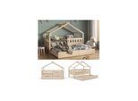 VitaliSpa Design Kinderbett 160x80 Babybett Hausbett Gästebett Lattenrost natur