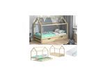 VitaliSpa Kinderbett Hausbett Gästebett Wiki Natur 90x200cm Schublade Matratze