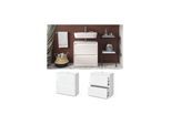 Vicco Waschtischunterschrank Waschbeckenunterschrank Majest Weiß Hochglanz modern 60x62 cm Badezimmer Schrank Badschrank Badkommode Badmöbel 2 Schubladen