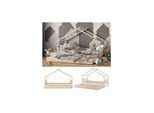 VITALISPA Kinderbett DESIGN Hausbett Gästebett Lattenrost Natur 90x200 Schublade