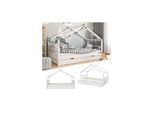 VitaliSpa Kinderbett Hausbett Kinderhaus Design Weiß Lattenrost 90x200 Schublade