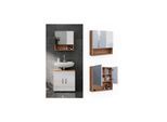 Vicco Spiegelschrank Badspiegel Wandspiegel Irma Eiche Weiß Hochglanz modern 54x55 cm Badezimmer Schrank Badschrank Badezimmermöbel Badmöbel 2 Türen